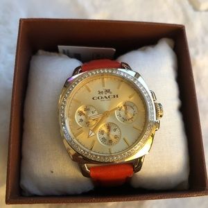 COACH Women’s Leather Strap Rose Gold/Watch